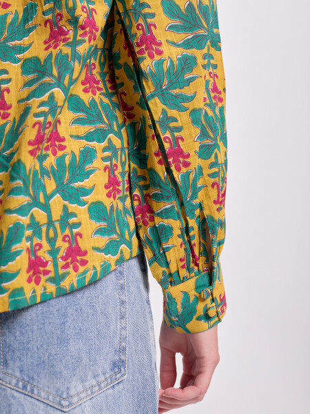 Blusa boho estampada Mostaza