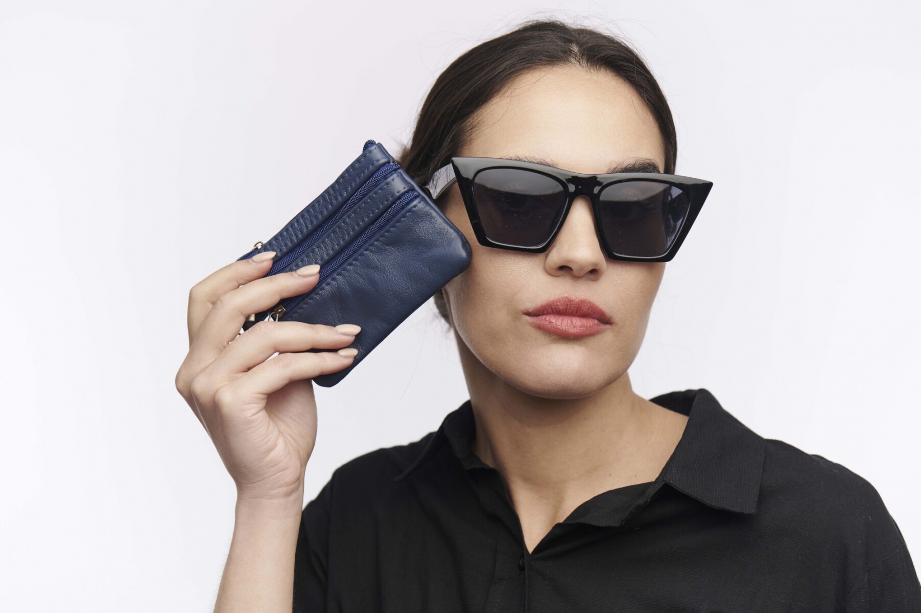 Monederito de dama en Cuero - Azul 