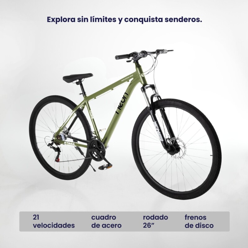 Bicicleta Mountain Bike Neon Xtrail 1 Rodado 26 Acero Freno Disco 21 Cambios Olive