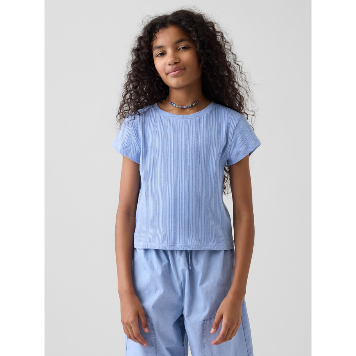 SS VARIEGATED RIB TEE - BRIGHT HYACINTH 