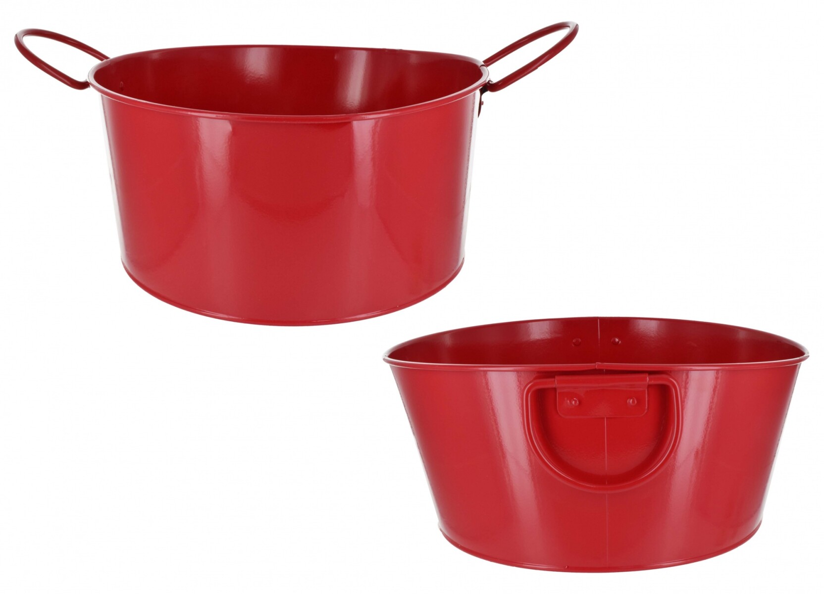 Balde de metal con asas rojo para botellas 30x14cm 