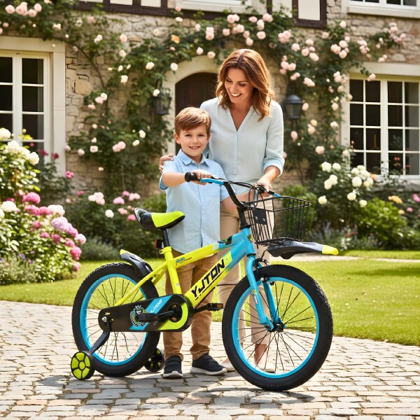 Bicicleta Infantil Yjtong R16 Canasto Parrilla Guardabarros Amarillo 1