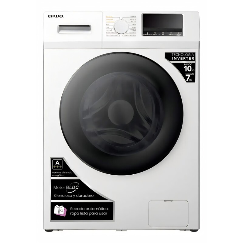 Lavasecarropas Automático Inverter Aiwa 10kg/7kg Frontal Blanco