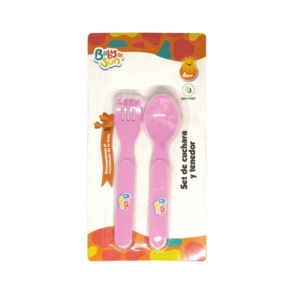 BABYSUN CUCHARA Y TENEDOR ROSA COD8711 única
