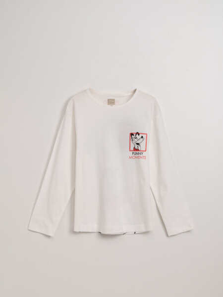 Remera manga larga estampada Pluto Crudo