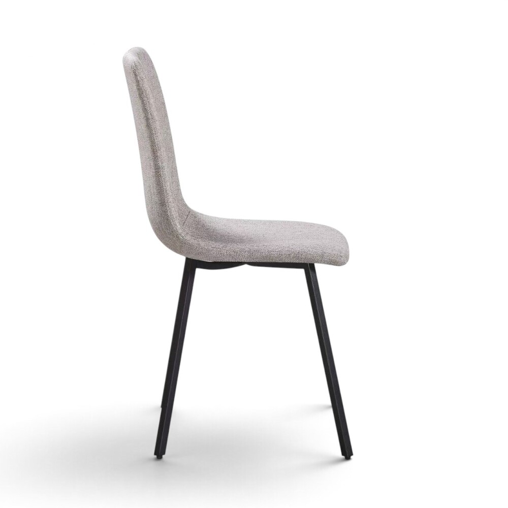 PACK x2 SILLA DE COMEDOR TAPIZADA EN TELA CON RESPALDO ALTO SIN APOYABRAZOS BEIGE