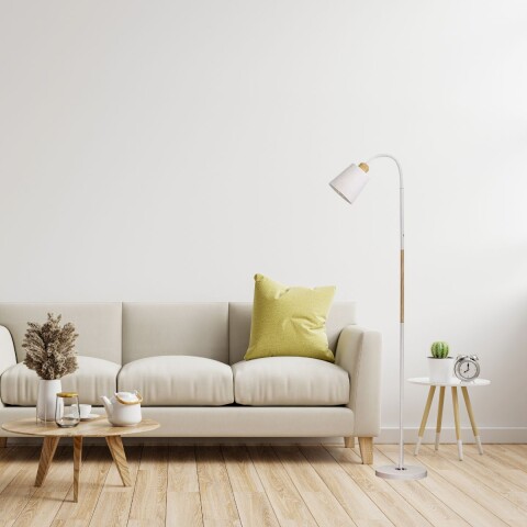Lámpara De Pie Moderna Nórdica Para Living Con Brazo Flexible de 1.5 Metros Imback Color Blanco Lámpara De Pie Moderna Nórdica Para Living Con Brazo Flexible de 1.5 Metros Imback Color Blanco