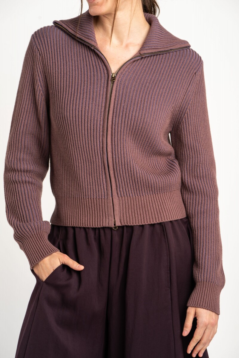 Campera Tejida Algodón Malva