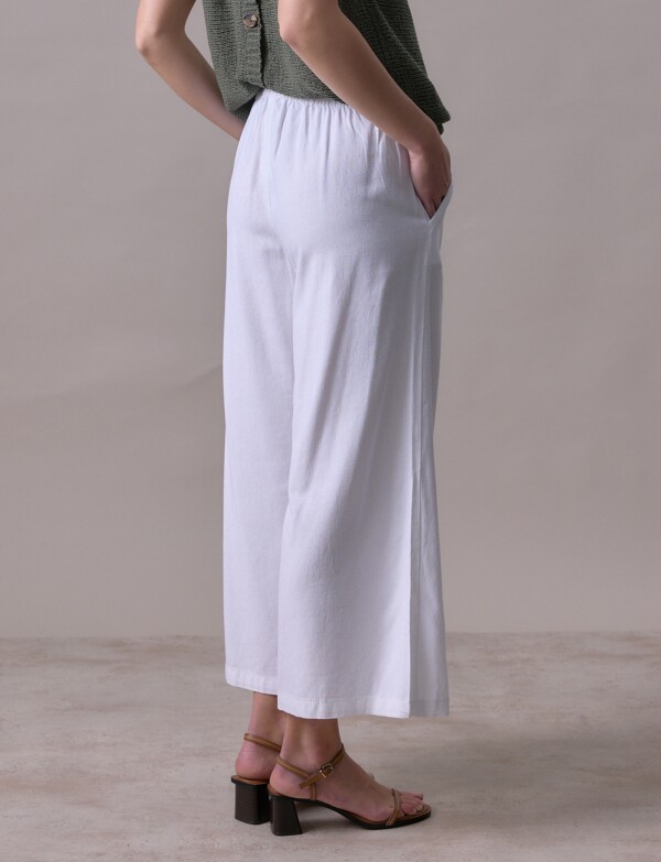 Pantalon Lino Crop CRUDO