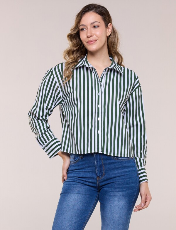 Camisa Crop Lineas VERDE/MULTI