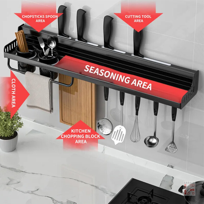 Estante organizador de cocina en metal NEGRO