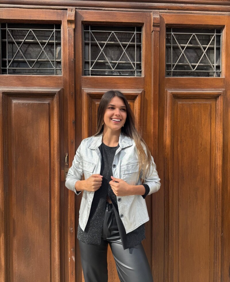 Chaqueta metalizada Plata