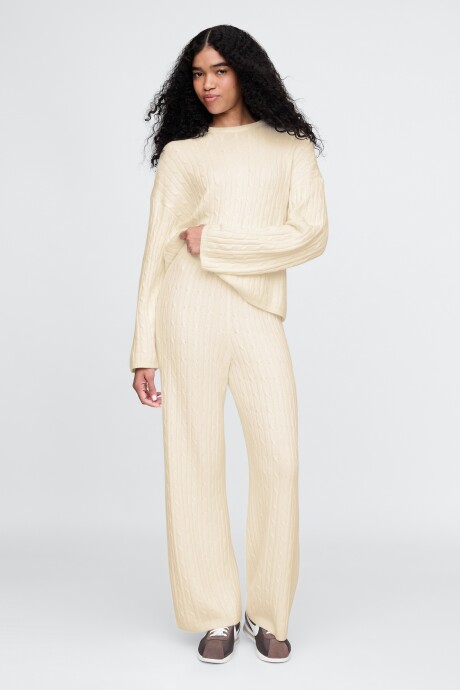 Buzo Cashsoft Cable Mujer Cream