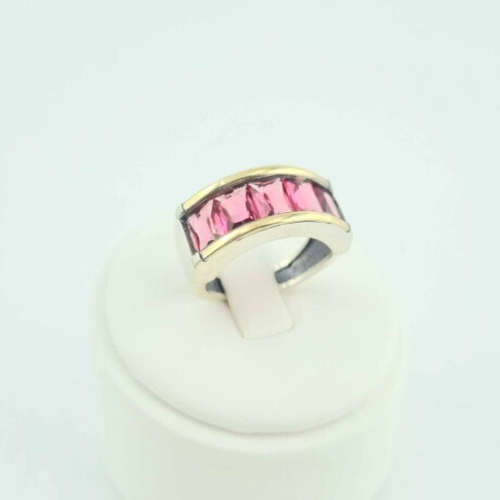 Anillo de Plata 925 con Doublé de Oro 18 kt y Circonias Modelo Magenta