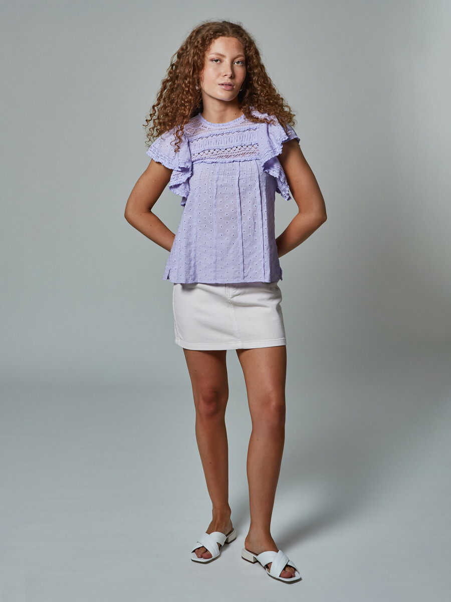 Blusa broderie - lila 