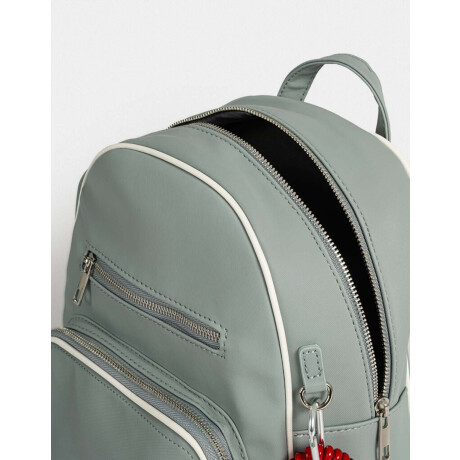 Mochila Cuerina Azul Gris Medio