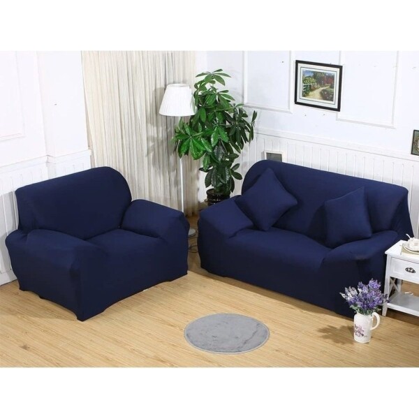 Pack X2 Funda Forro Cubre Sillon Sofa 1 Cuerpo Elastizada Color Variante Azul