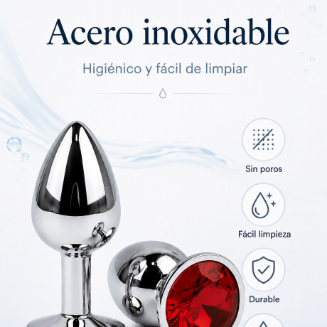 Plug Anal De Acero Con Rubí Redondo Small Plug Anal De Acero Con Rubí Redondo Small