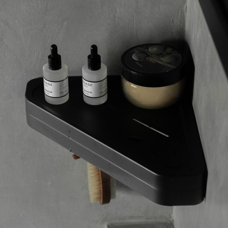 Estante organizador esquinero de baño con adhesivo Blanco