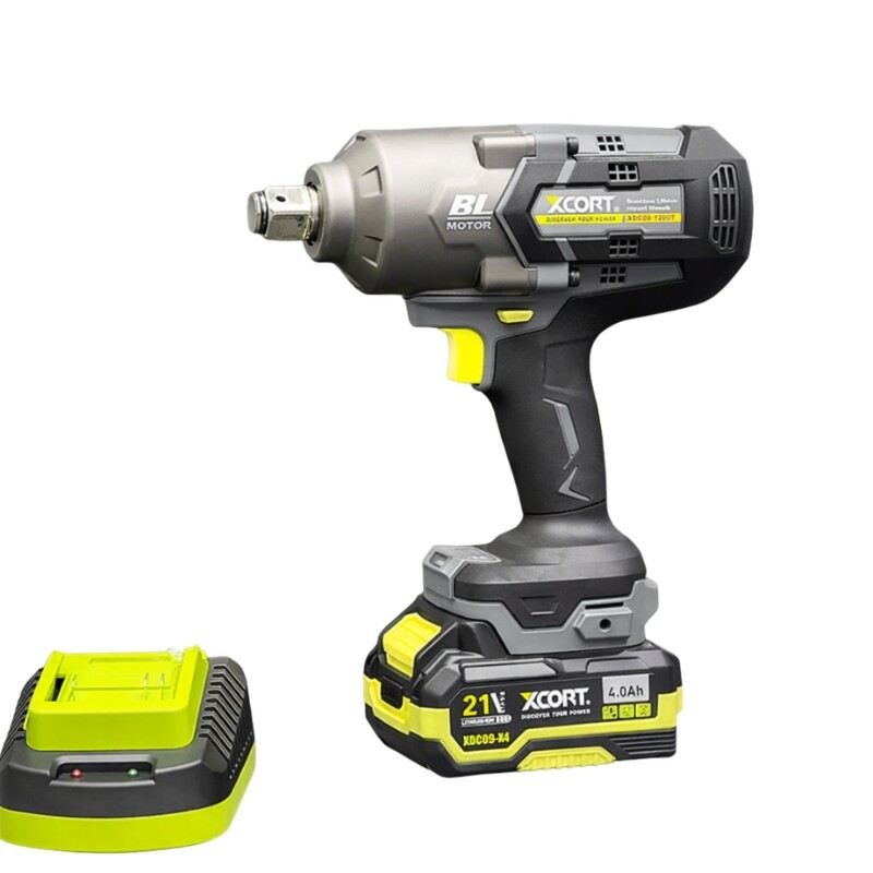 XCORT LLAVE DE IMPACTO INDUSTRIAL BRUSHLESS 3/4 21V 1200NM BATERIA 4.0A&CARGADOR Xcort Llave De Impacto Industrial Brushless 3/4 21v 1200nm Bateria 4.0a&cargador