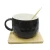 Taza Cerámica con Cuchara y Posavaso 200 ml NEGRO