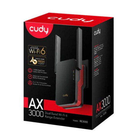 Range Extender Cudy Wifi 6 Ax3000 Doble banda Negro