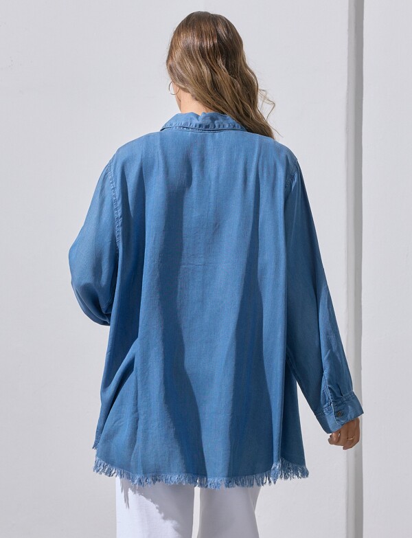 Camisa Oversize Tencel Flecos JEAN
