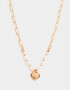 Cadena Corta con Dije Con Piedra Natural Collar Corto Bañado En Oro Con Piedra Natural - Dorado