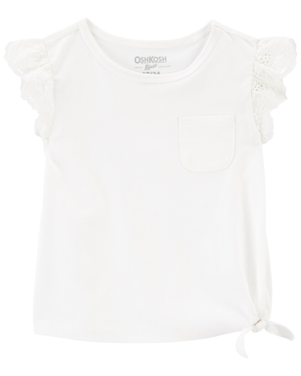 Blusa de algodón mangas con volados y broderie 