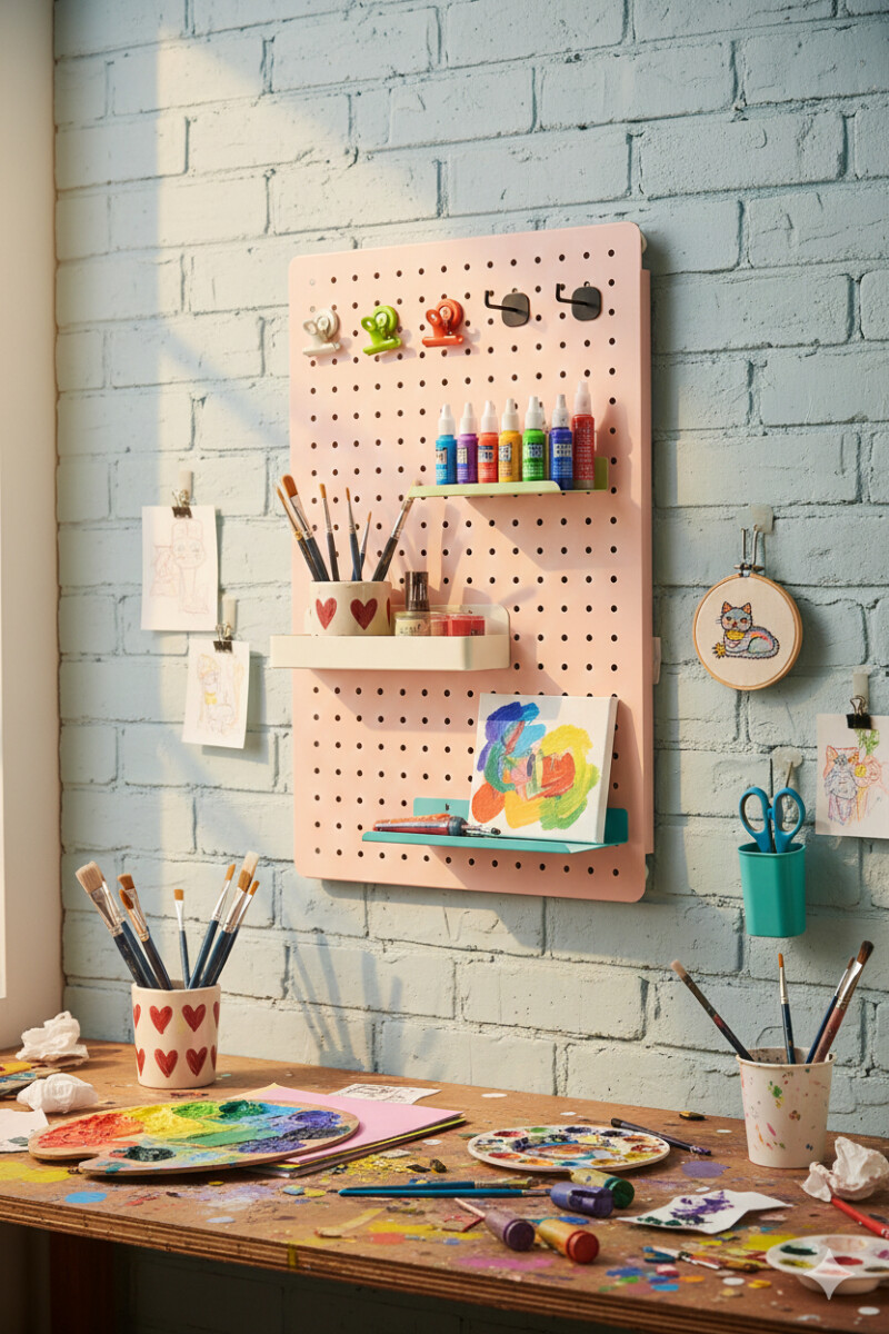 Panel perforado pegboard metálico organizador de pared 60x40 cm – Multiuso para el hogar 