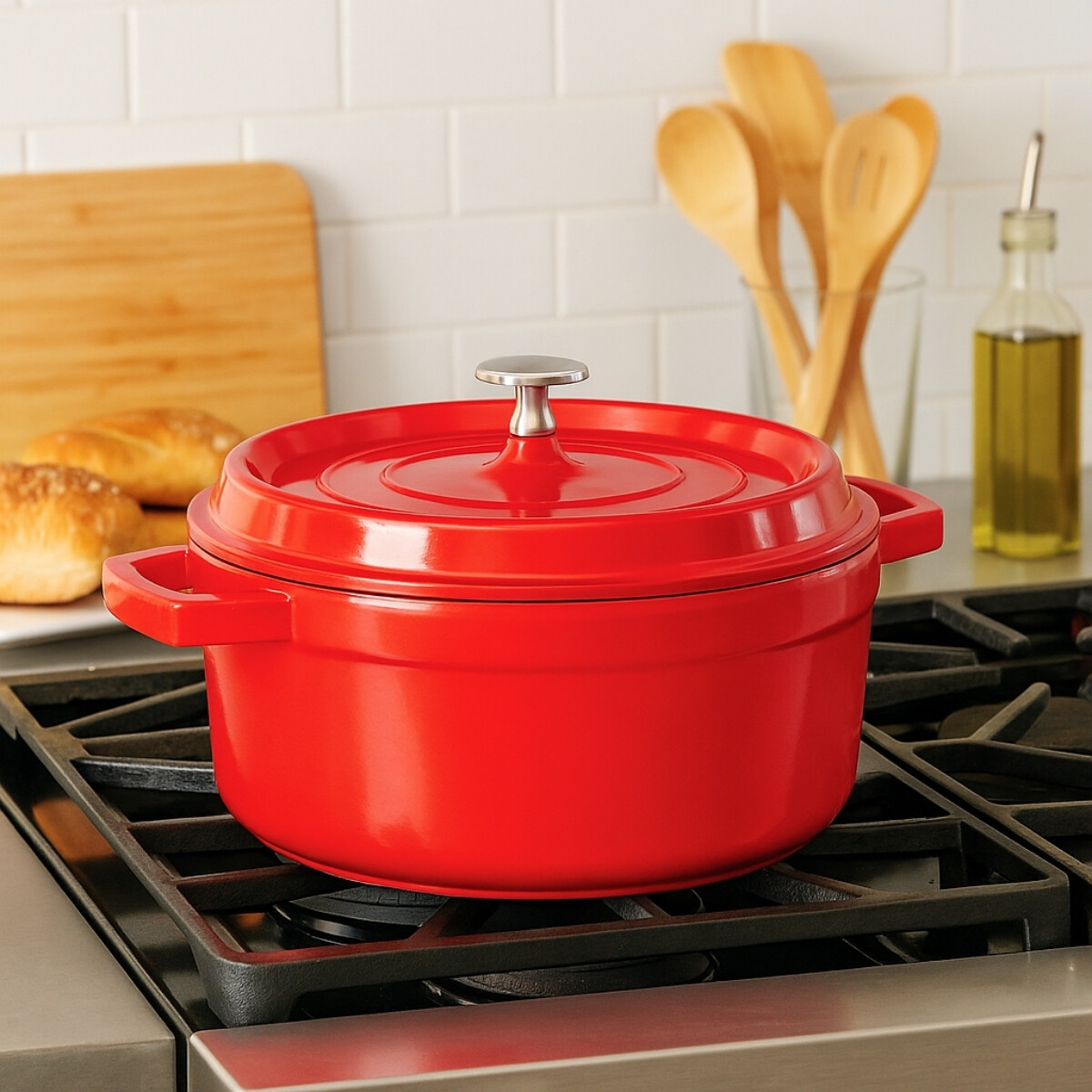 Cacerola Aluminio Fundido con tapa Naranja D.24 Cm 