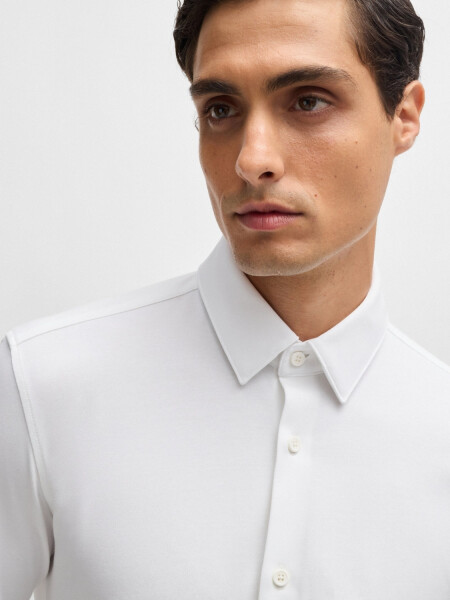 BOSS - Camisa manga larga slim fit, P-ROAN-KENT Blanco