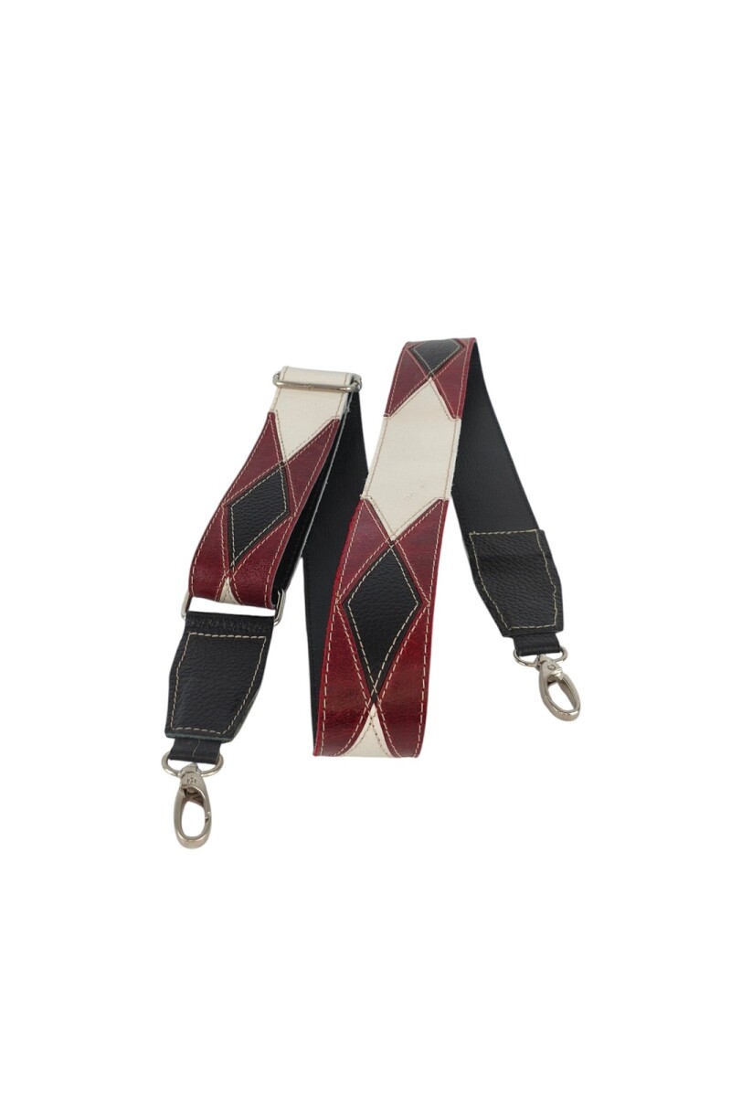 Correa de Cuero con Diseño Patchwork bordo