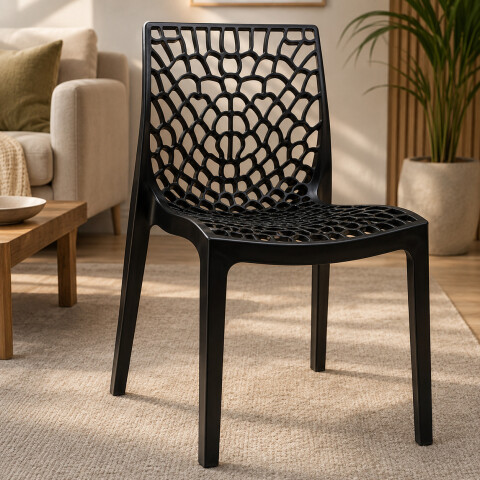 Silla Comedor X2 Combohome Gruvyer Nórdica Exterior Interior Negro 1