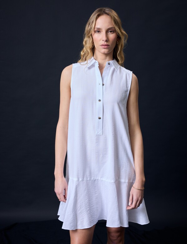 Vestido Escote Camisa BLANCO