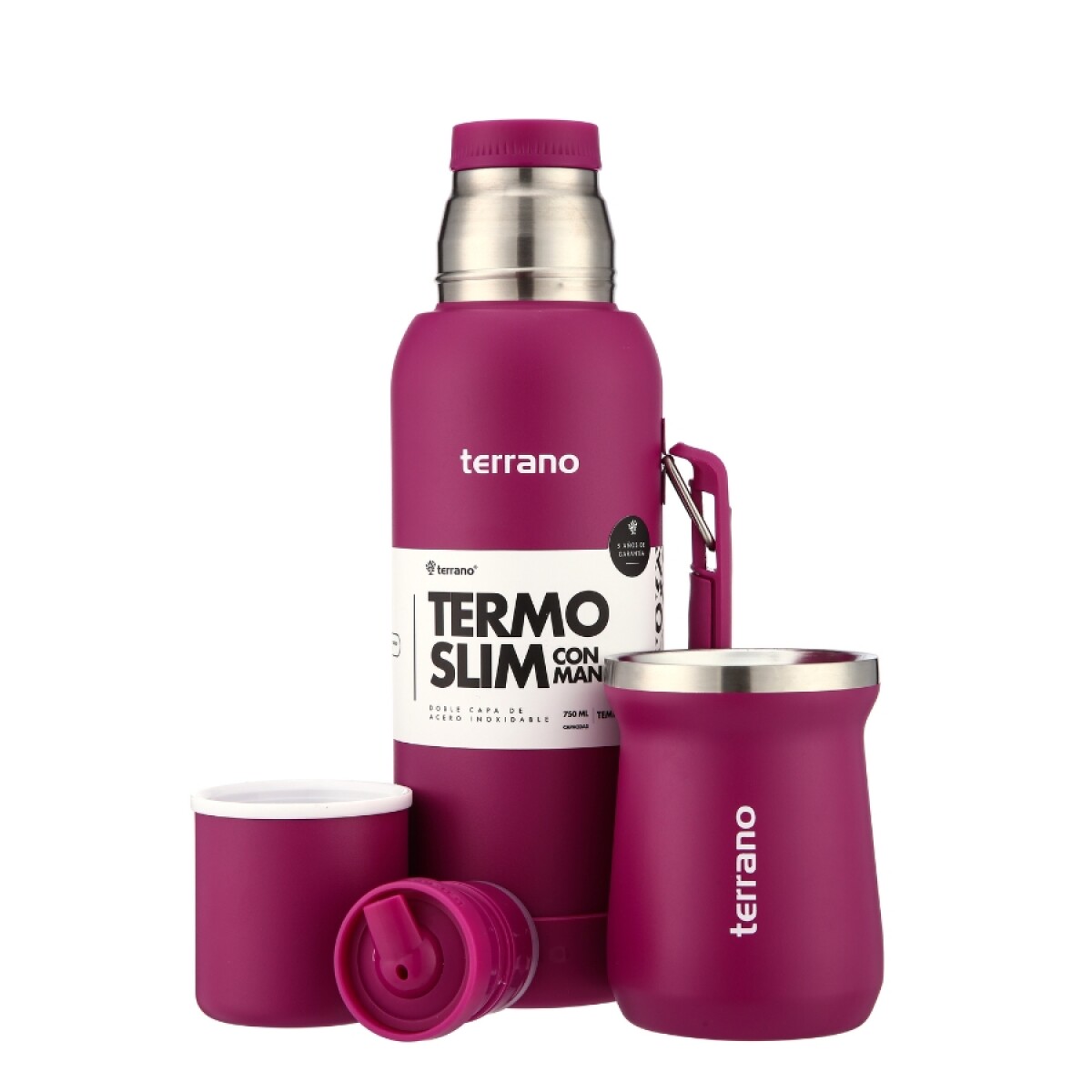 kit termo 750ml base silicona + mate tradicional violeta 