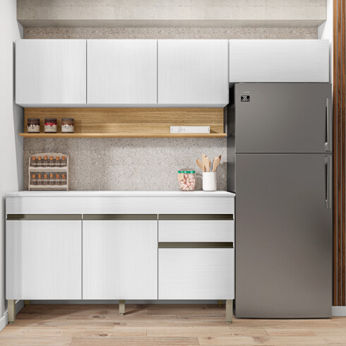 JUEGO COCINA MODULAR BLANCO LINE MDP MELAMINA BLANCO