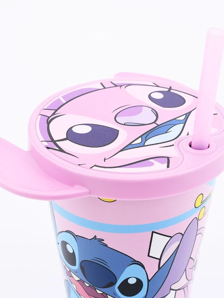 VASO CON SORBITO STITCH ROSADO
