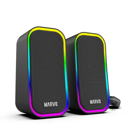 Parlante Gamer Pc Marvo Sg-285 2.0 Luz Rgb PARLANTE MARVO SG-285 RGB GAMING NEGRO