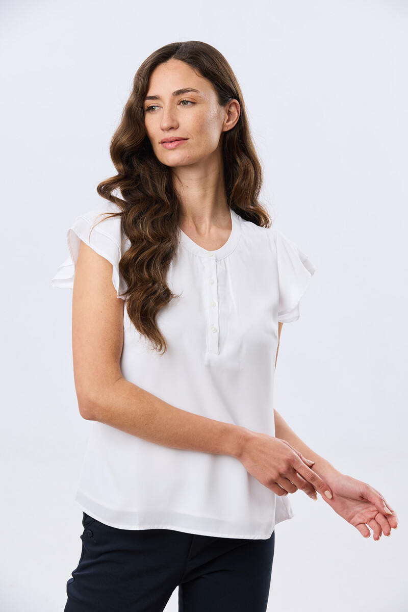 BLUSA CON VOLADOS - Blanco 