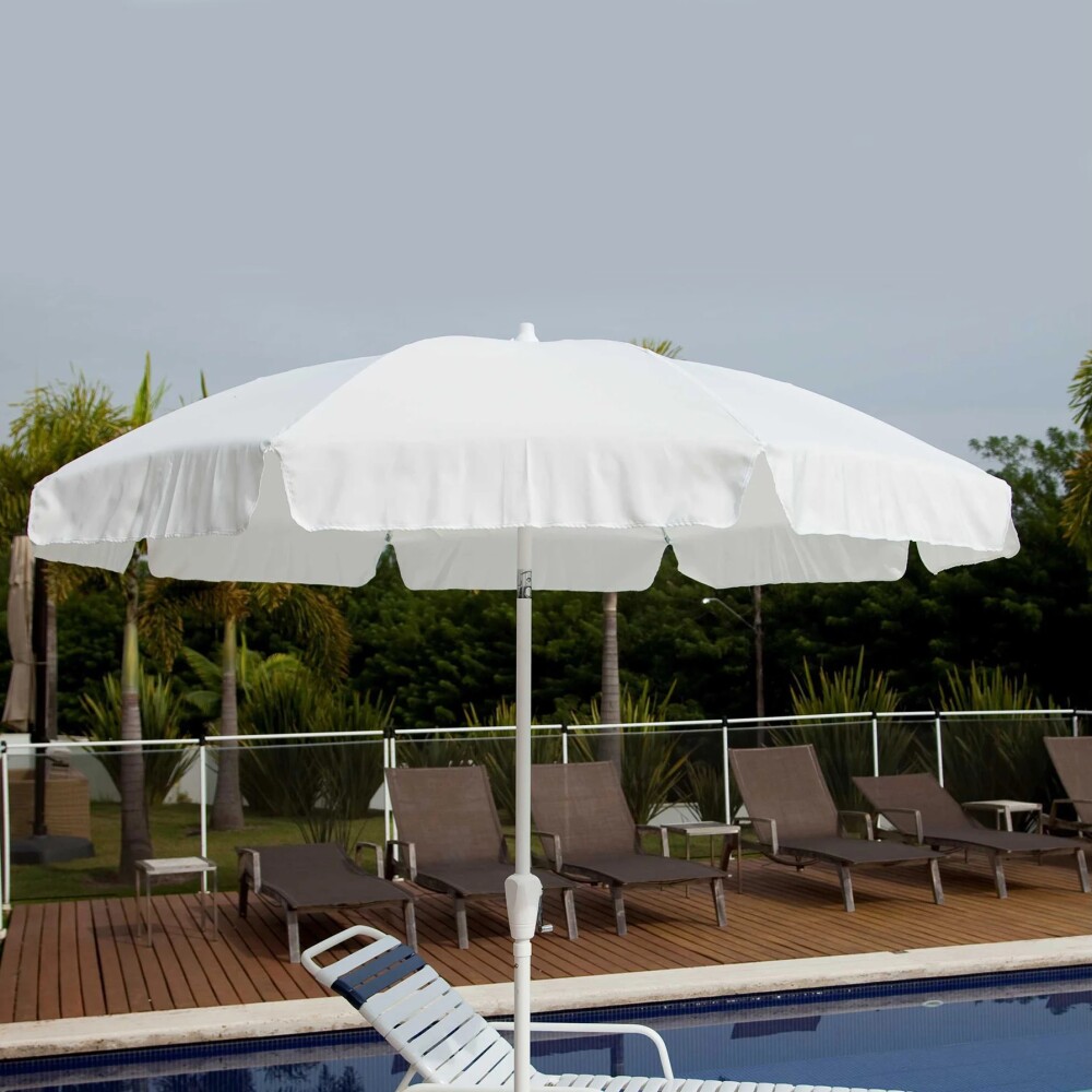 SOMBRILLA DE JARDIN EN ALUMINIO REDONDA DE 2,2 MTS. BLANCA