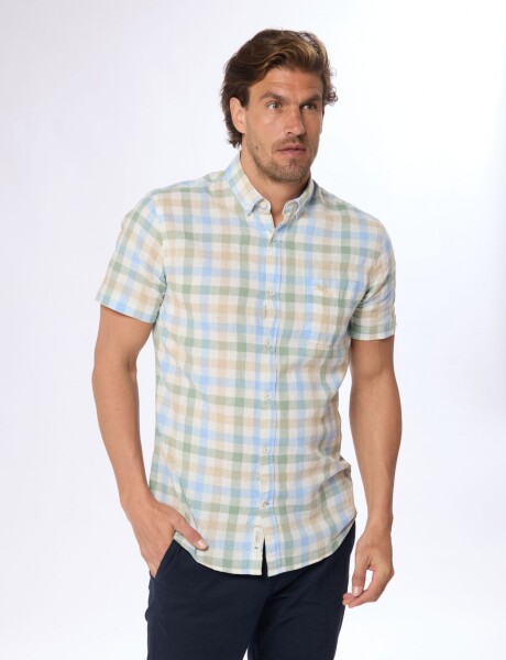 CAMISA DE LINO A CUADROS Verde