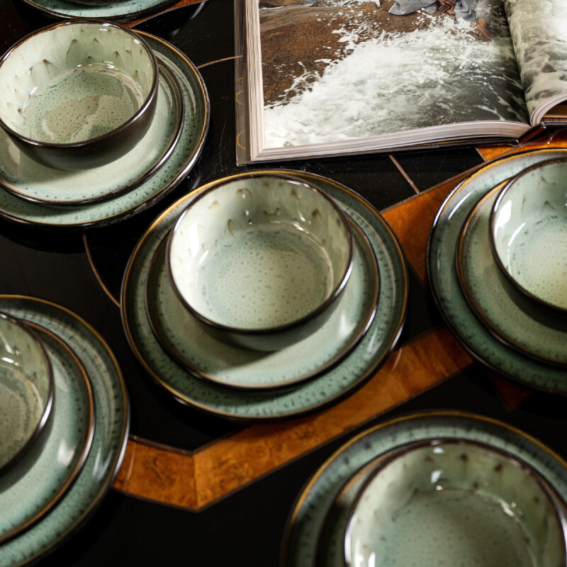 Juego de vajilla cerámica 18 piezas verde Juego de vajilla cerámica 18 piezas verde