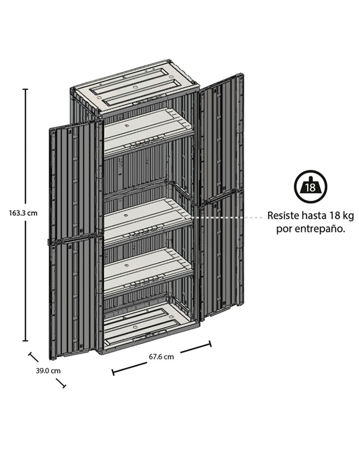 Estantería plástica Rimax 15 con 5 estantes - Taupe — Electroventas