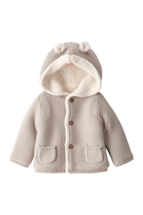 Saco de algodón, con forro de sherpa, beige Saco de algodón, con forro de sherpa, beige