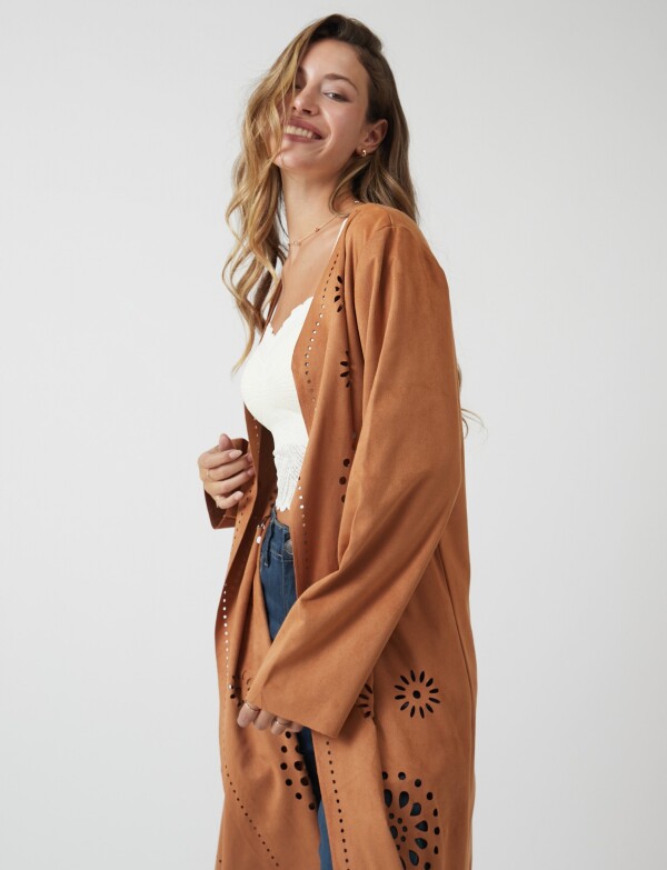 Chaqueta Suede Calado TOSTADO