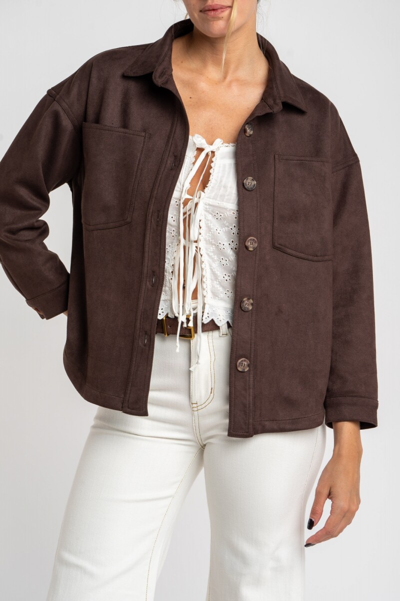 Sobrecamisa Gamuza Cuero Vegano - Marron 