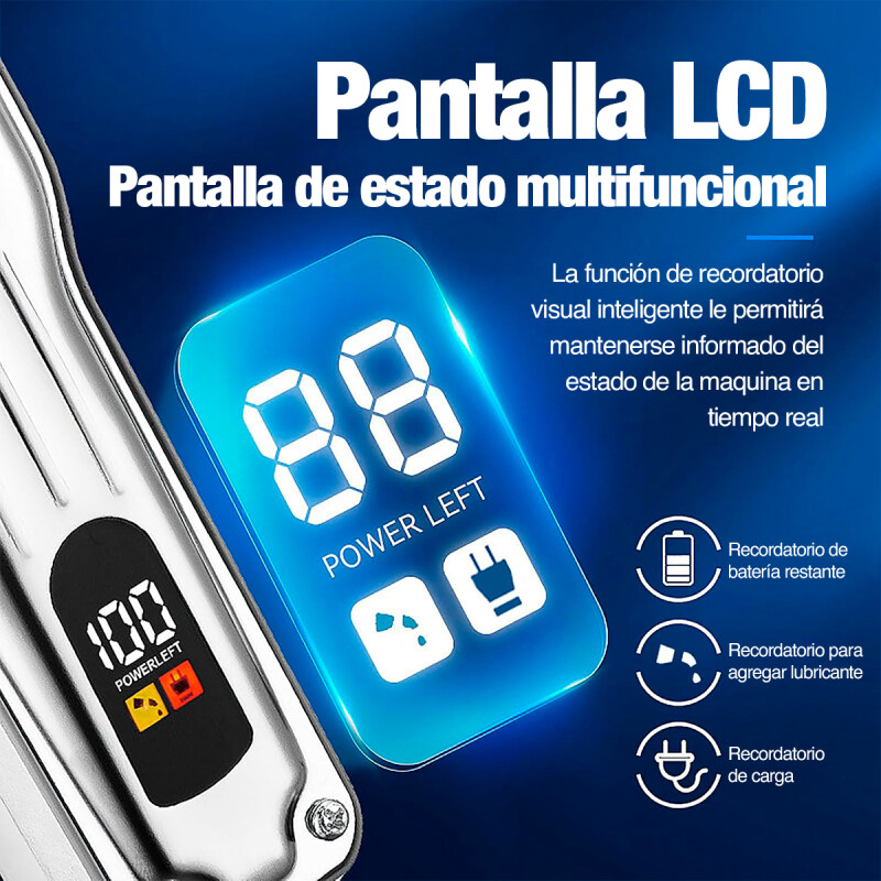 Cortadora de Pelo Profesional Recargable con Accesorios Plateada