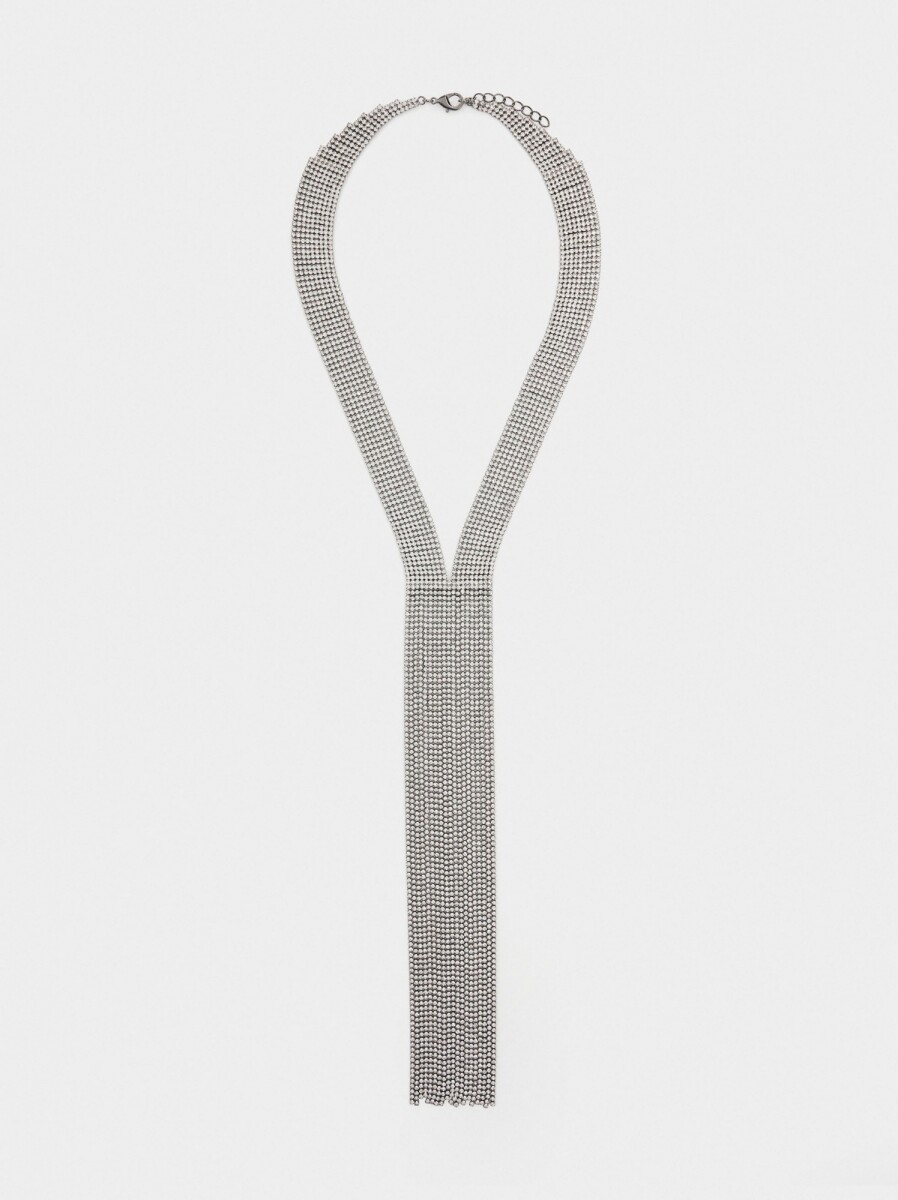 Collar De Corbata Con Cristales - plateado 
