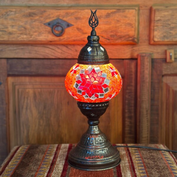 Lámpara vitraux de mesa roja TM12 Lámpara vitraux de mesa roja TM12